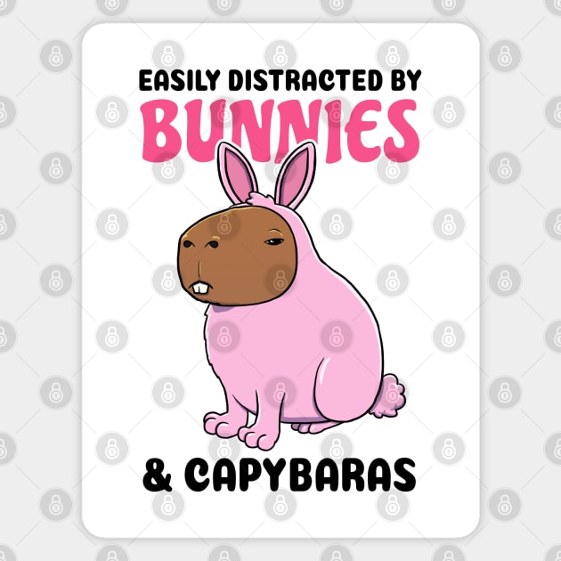 Easily Distracted by Bunnies and Capybaras Magnet by capydays